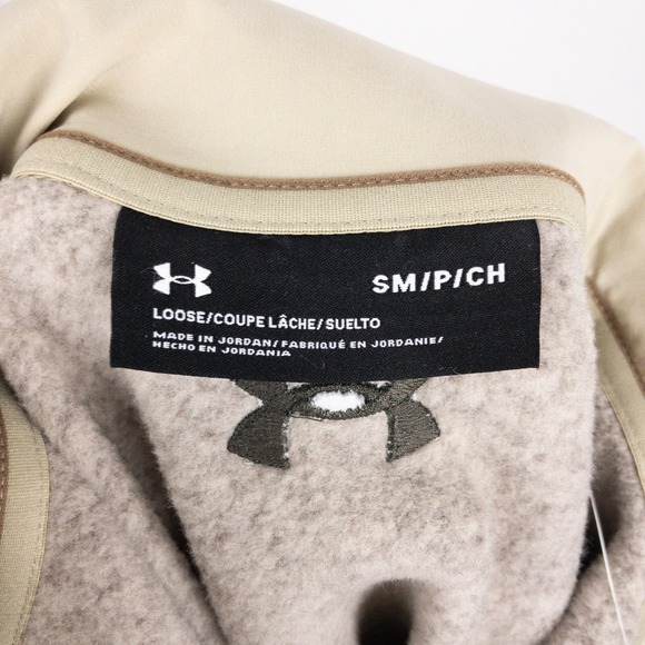 Under Armour Specialist Henley Pullover Mens Small Beige Loose Fit Pocket New - Picture 3 of 11